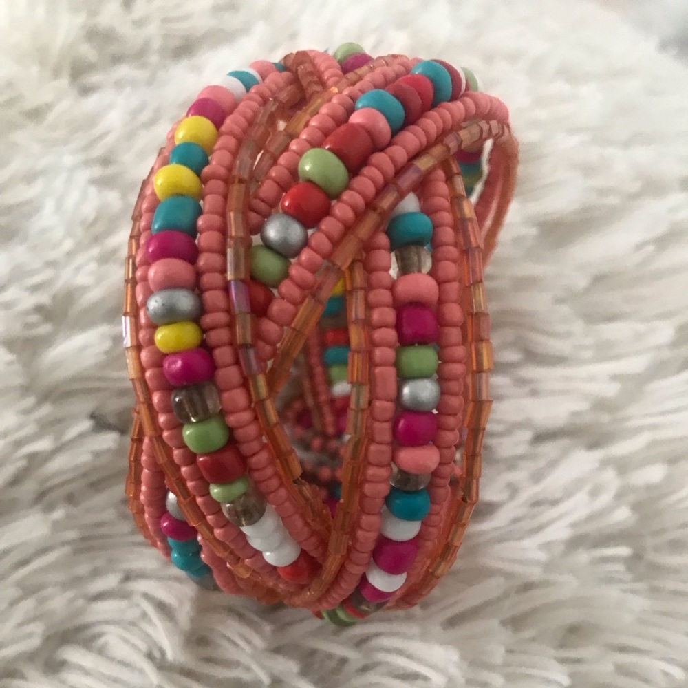 Rainbows, Peach,& Light Orange Bead Bracelet